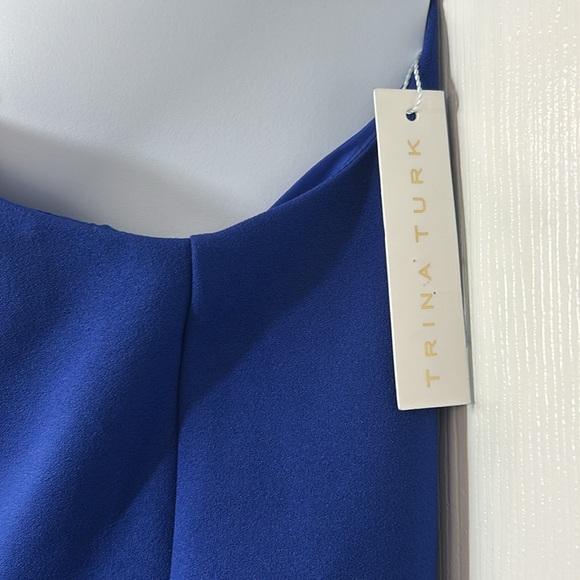 Trina Turk FROU FROU Midi Semi-formal Cocktail Blue Midi dress with Bow Size 14 - Picture 6 of 13